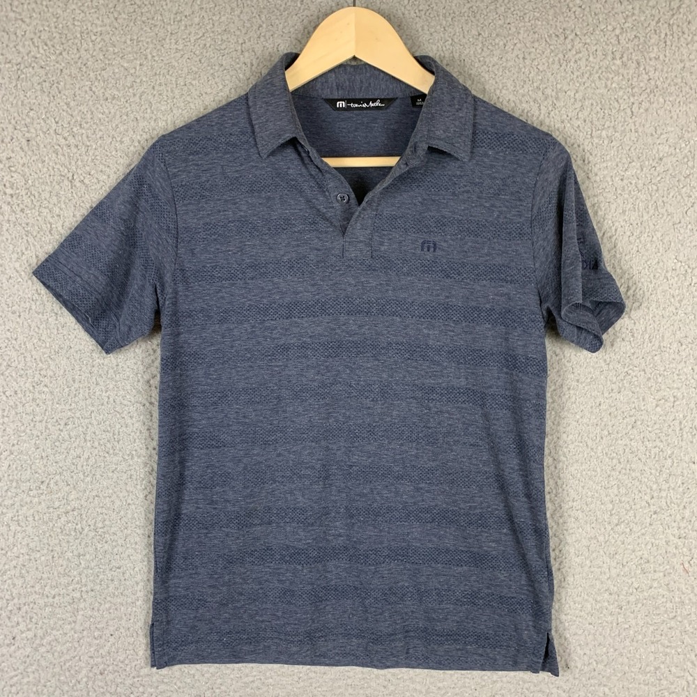 Travis Mathew Polo Shirt Women Medium Boxy Blue Golf Performance Suncadia Resort